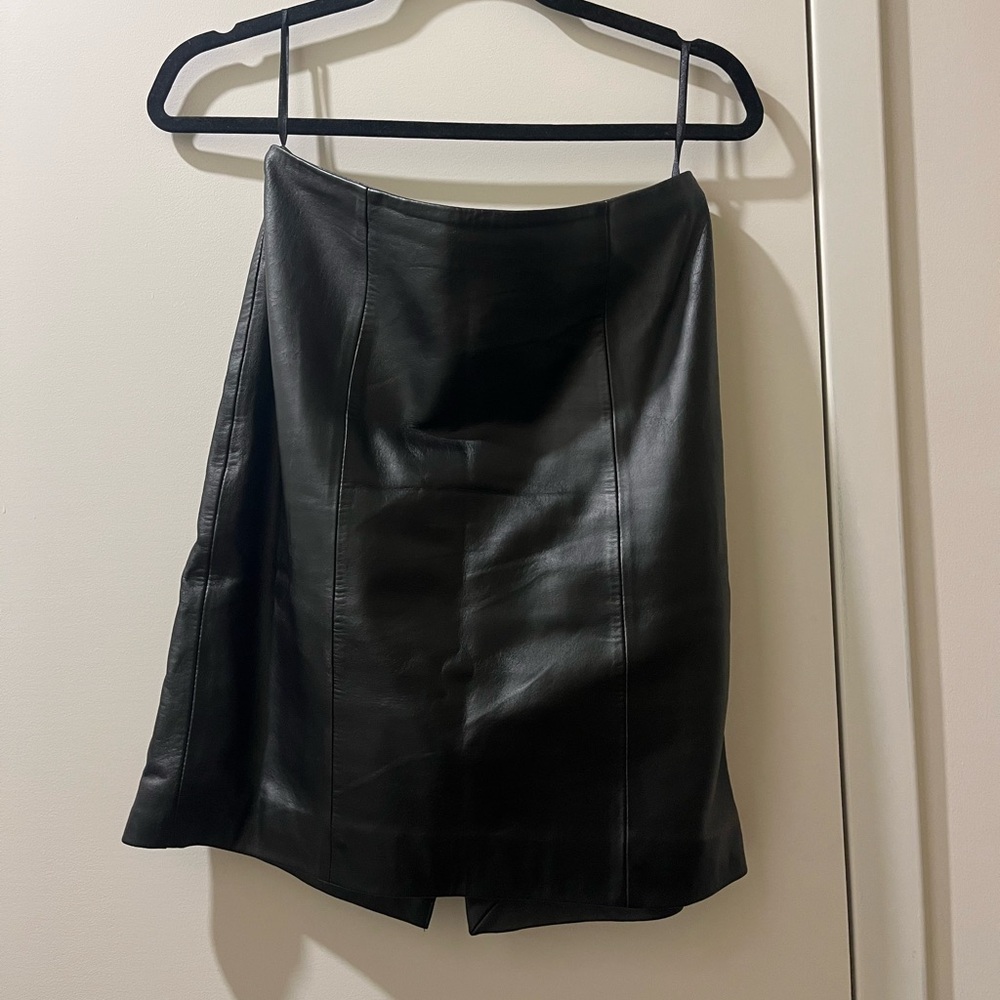 Neiman Marcus Black Leather Mini Skirt